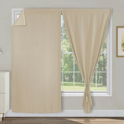 Atlanta Velcro Curtains Self Adhesive Room Darkening Thermal Insulated - Cololeaf -- Grey White