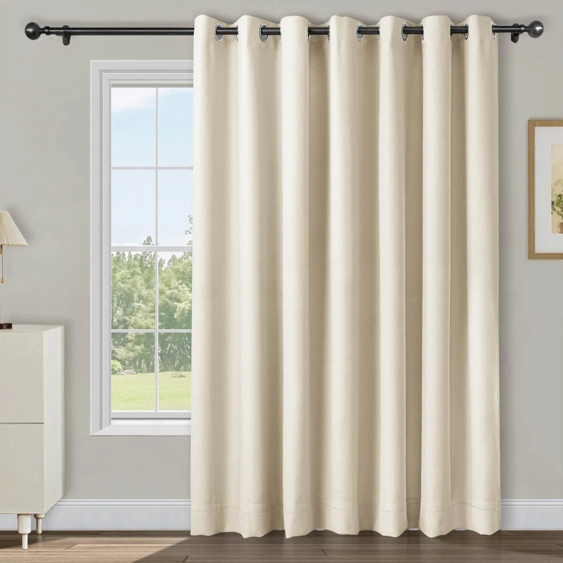 Atlanta Extra Wide Room Darkening Curtains Thermal Insulated Noise Reducing Grommet - Cololeaf -- Ivory