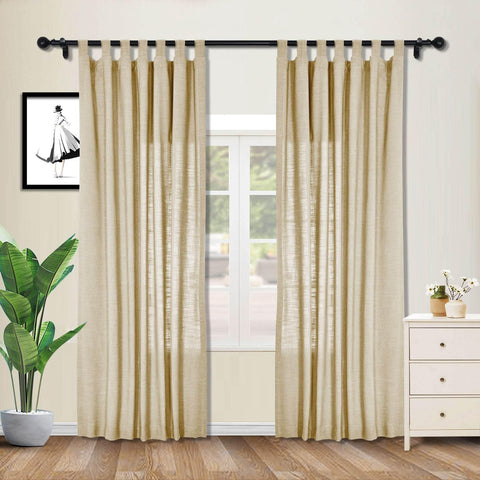 1908 Linen Blend Breathable & Natural Curtain Tab Top - Cololeaf -- #1 Beige White