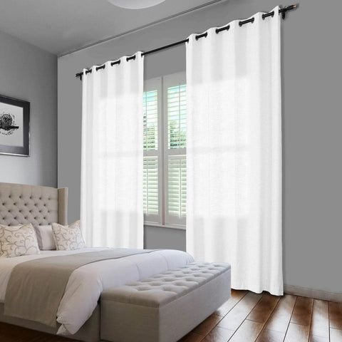 1908 Linen Blend Breathable & Natural Curtain Nickle Grommet - Cololeaf -- #1 Beige White