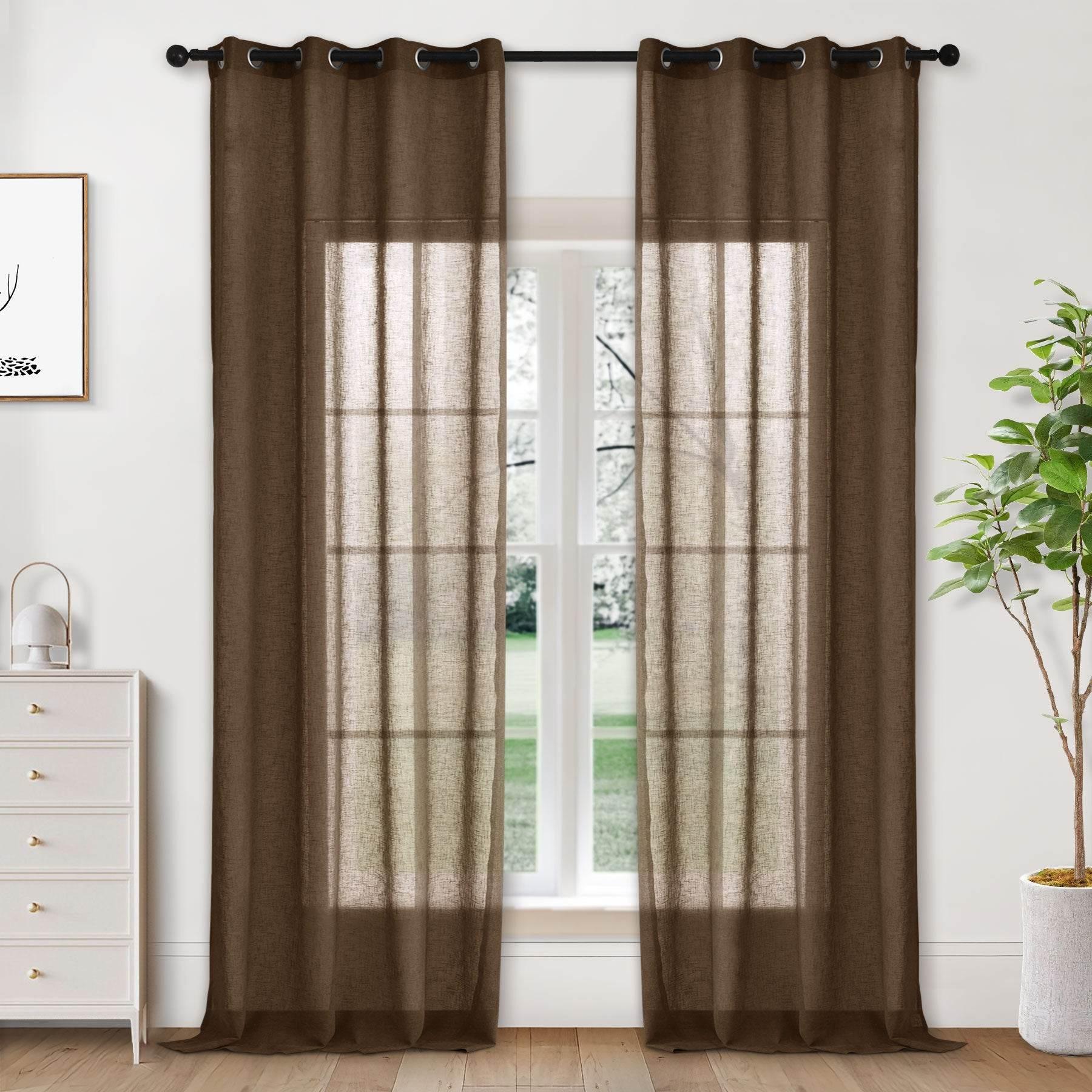 B01 Linen Textured Airy Sheer Curtain Grommet - Cololeaf -- #30 Light Grey