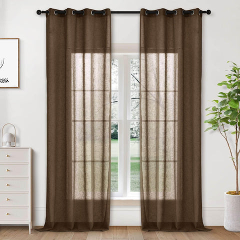 B01 Linen Textured Airy Sheer Curtain Grommet - Cololeaf -- #30 Light Grey