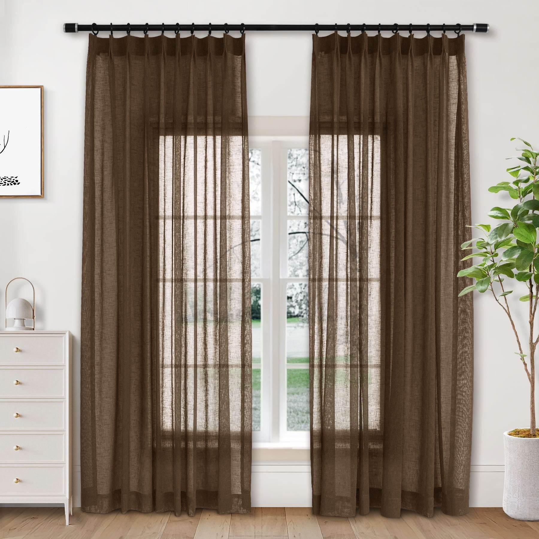 B01 Linen Textured Airy Sheer Curtain Pinch Pleat - Cololeaf -- #30 Light Grey