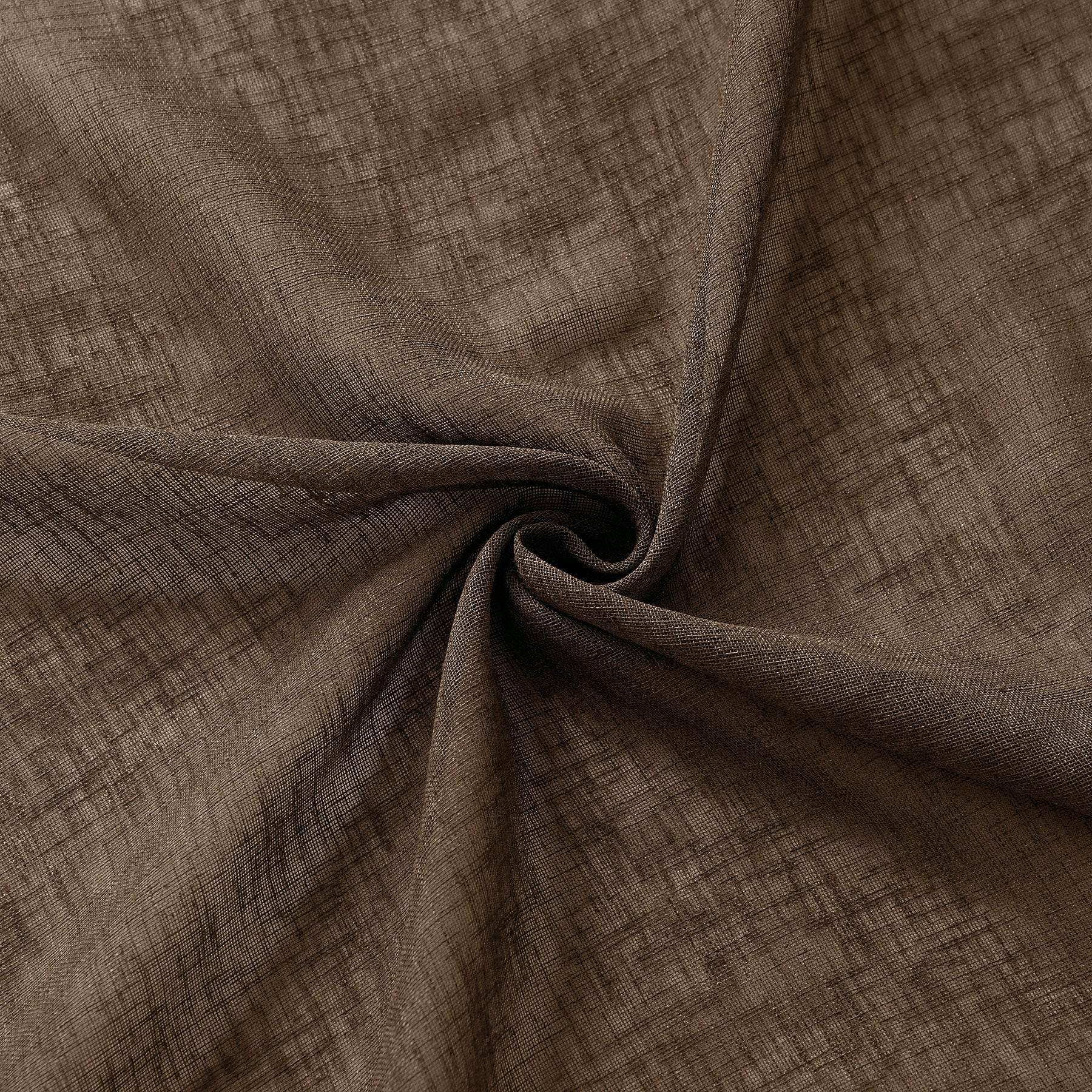 B01 Linen Textured Airy Sheer Curtain Pinch Pleat - Cololeaf -- #10 Chocolate