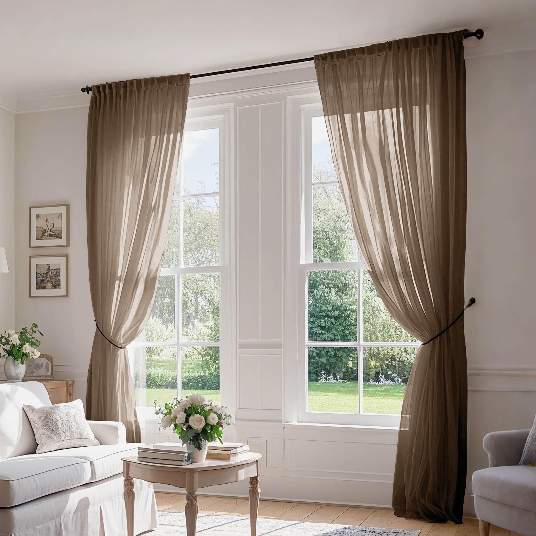 B01 Linen Textured Airy Sheer Curtain Pinch Pleat - Cololeaf -- #30 Light Grey