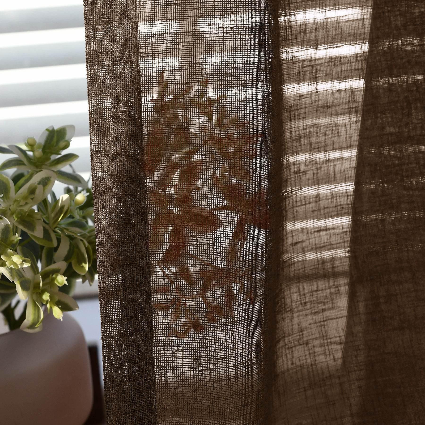 B01 Linen Textured Airy Sheer Curtain Grommet - Cololeaf -- #30 Light Grey
