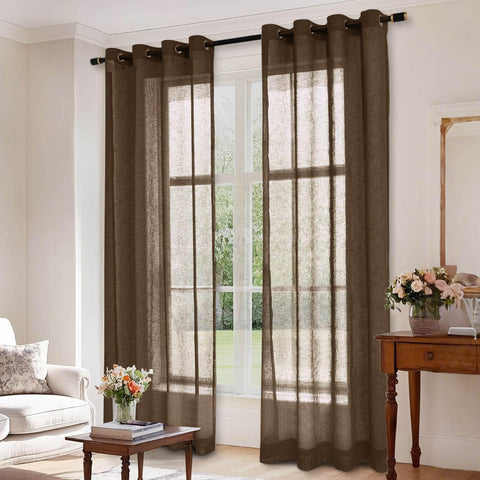 B01 Linen Textured Airy Sheer Curtain Grommet - Cololeaf -- #30 Light Grey