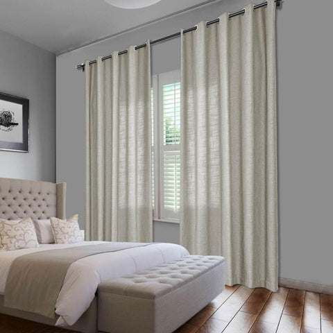 1908 Linen Blend Breathable & Natural Curtain Nickle Grommet - Cololeaf -- #1 Beige White