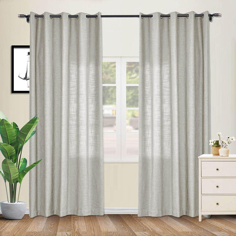 1908 Linen Blend Breathable & Natural Curtain Nickle Grommet - Cololeaf -- #1 Beige White