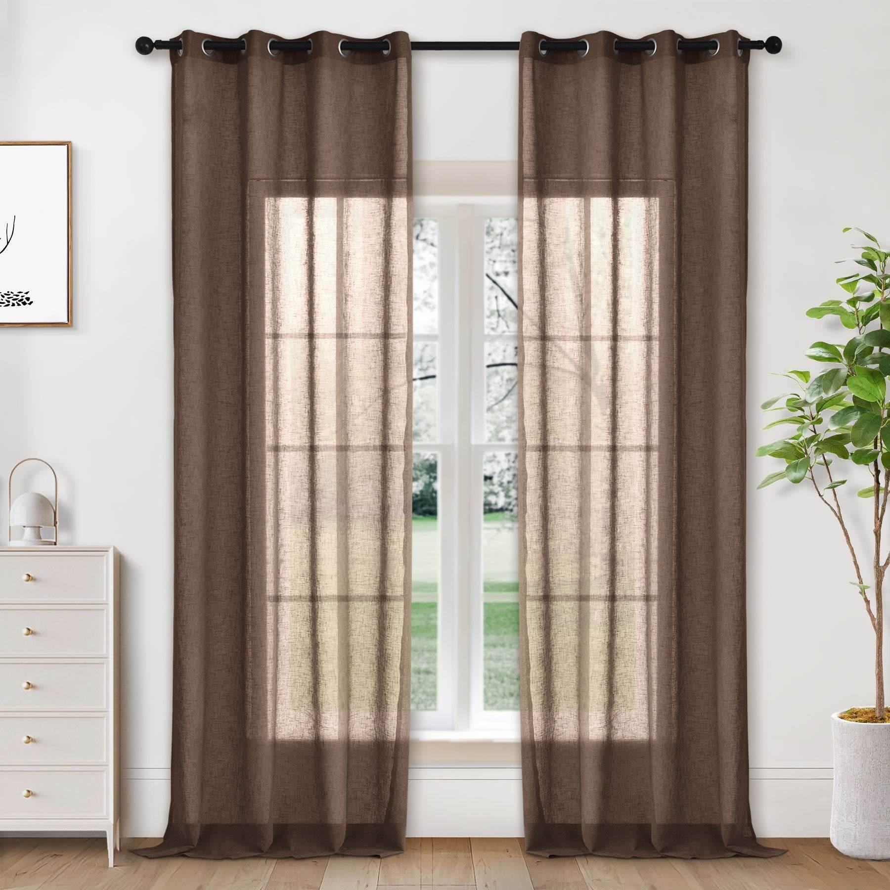 B01 Linen Textured Airy Sheer Curtain Grommet - Cololeaf -- #30 Light Grey
