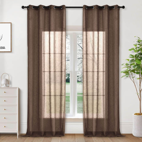 B01 Linen Textured Airy Sheer Curtain Grommet - Cololeaf -- #30 Light Grey