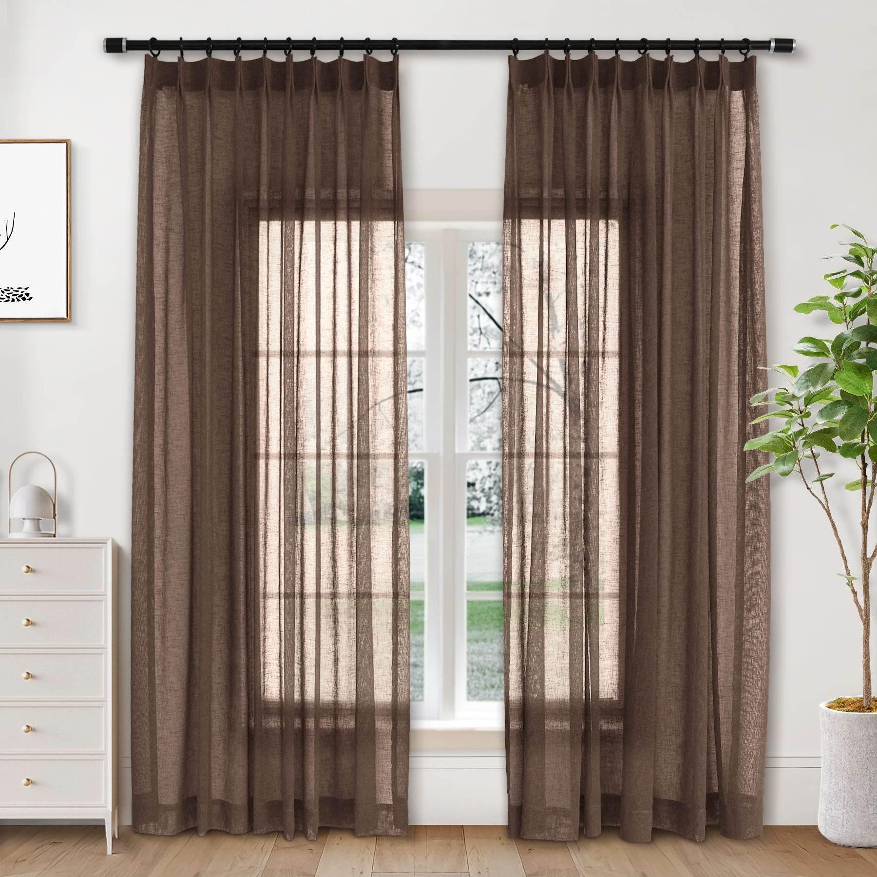 B01 Linen Textured Airy Sheer Curtain Pinch Pleat - Cololeaf -- #30 Light Grey