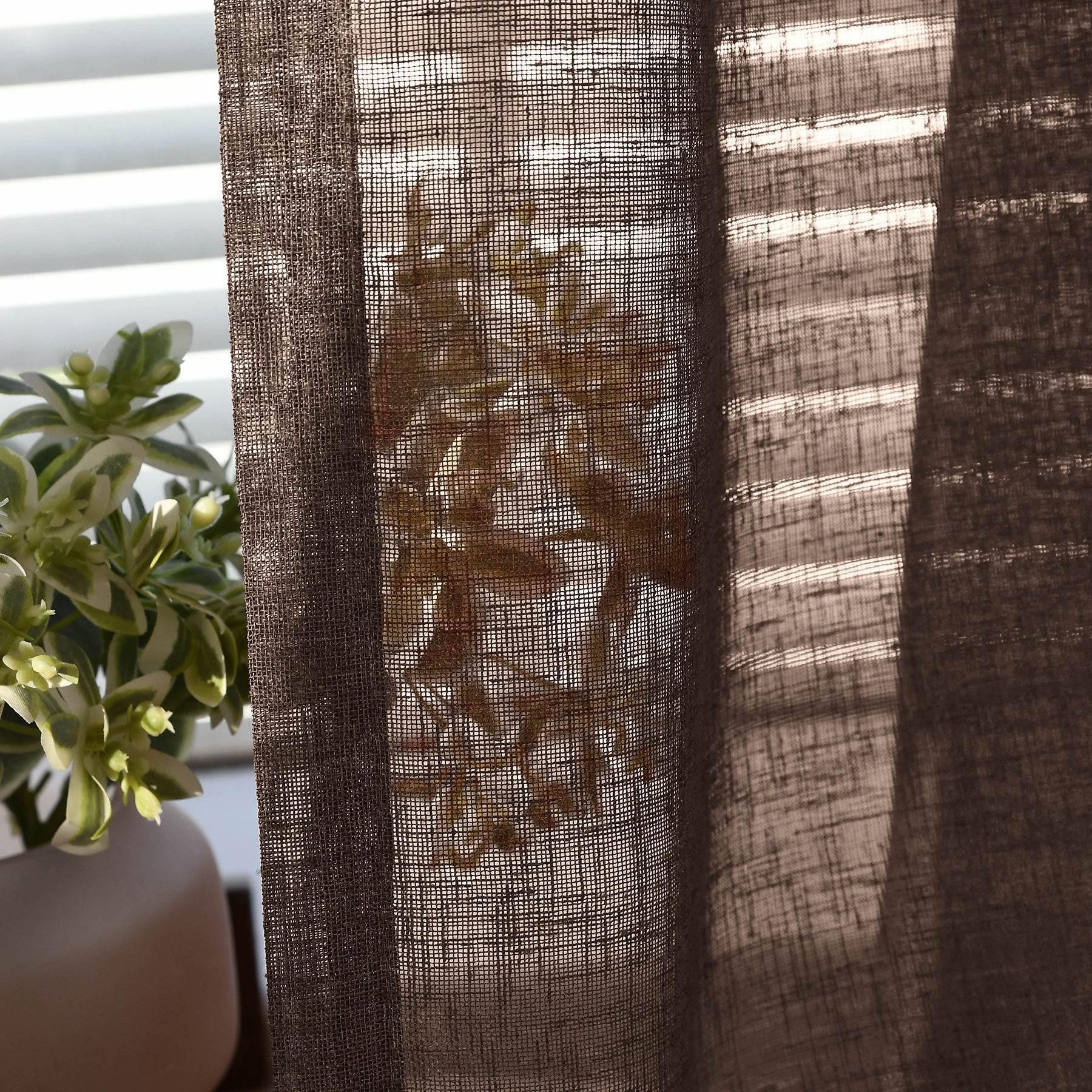 B01 Linen Textured Airy Sheer Curtain Grommet - Cololeaf -- #30 Light Grey