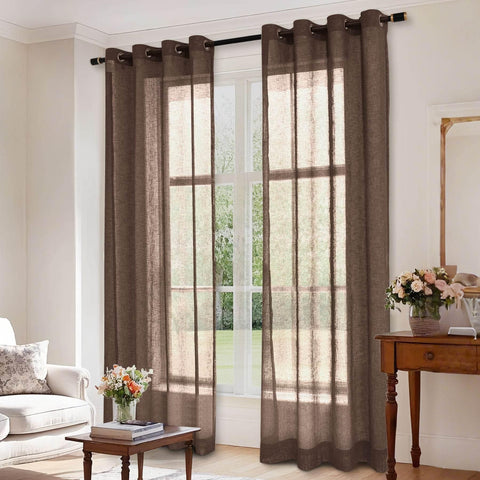 B01 Linen Textured Airy Sheer Curtain Grommet - Cololeaf -- #30 Light Grey