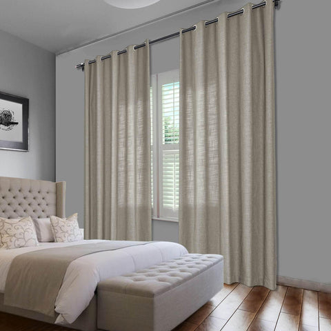 1908 Linen Blend Breathable & Natural Curtain Nickle Grommet - Cololeaf -- #1 Beige White