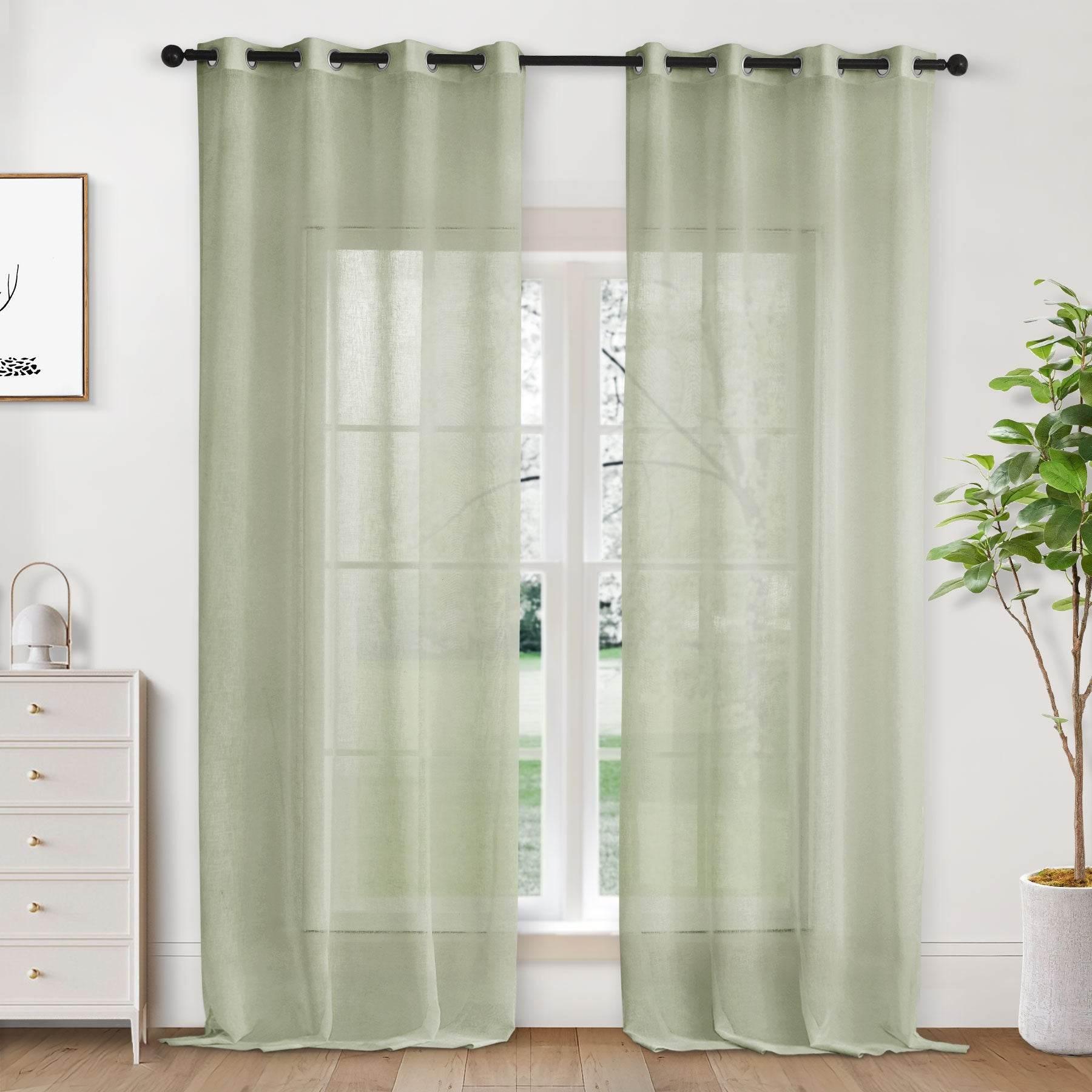 B01 Linen Textured Airy Sheer Curtain Grommet - Cololeaf -- #30 Light Grey