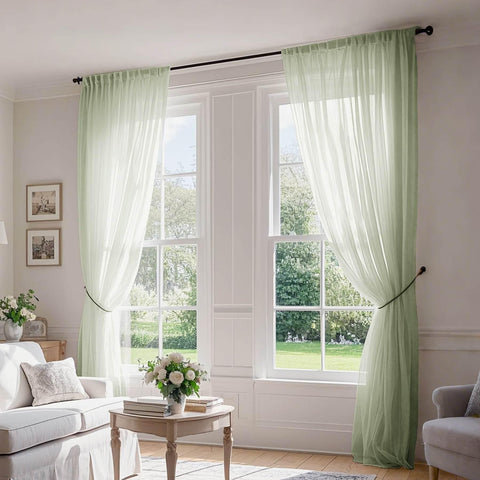B01 Linen Textured Airy Sheer Curtain Pinch Pleat - Cololeaf -- #30 Light Grey