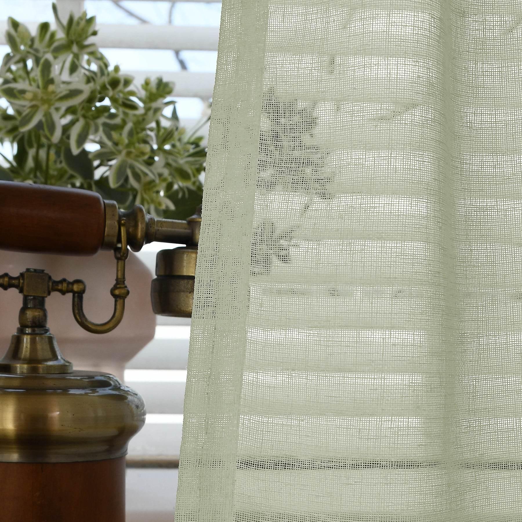 B01 Linen Textured Airy Sheer Curtain Pinch Pleat - Cololeaf -- #30 Light Grey