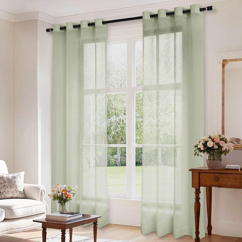 B01 Linen Textured Airy Sheer Curtain Grommet - Cololeaf -- #30 Light Grey
