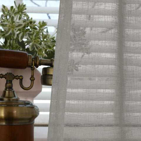 B01 Linen Textured Airy Sheer Curtain Pinch Pleat - Cololeaf -- #30 Light Grey