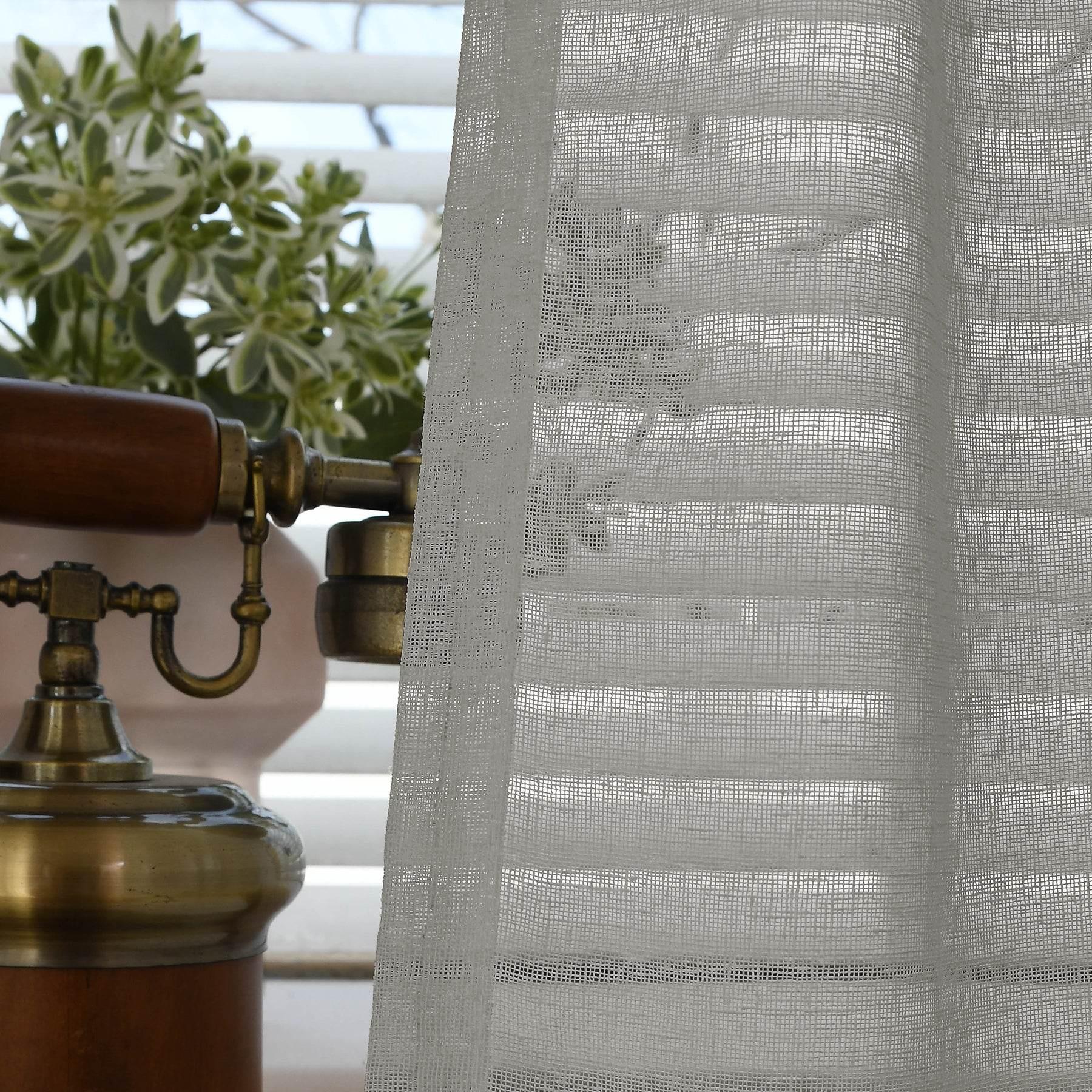 B01 Linen Textured Airy Sheer Curtain Grommet - Cololeaf -- #30 Light Grey