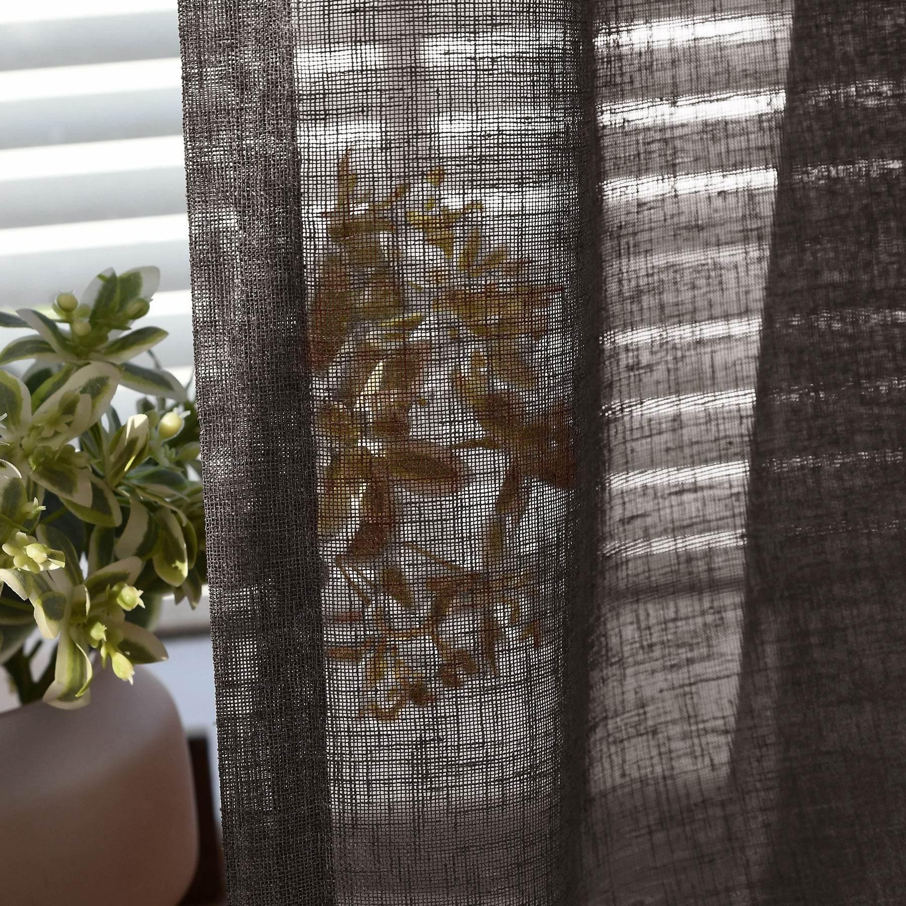 B01 Linen Textured Airy Sheer Curtain Pinch Pleat - Cololeaf -- #30 Light Grey