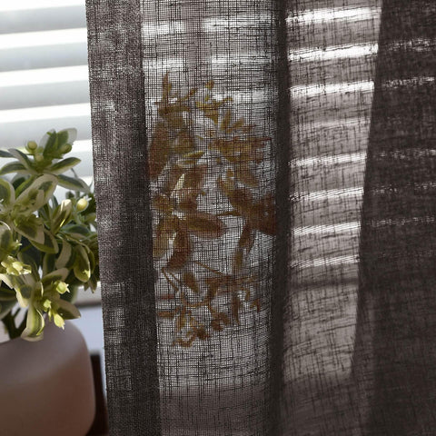 B01 Linen Textured Airy Sheer Curtain Grommet - Cololeaf -- #30 Light Grey
