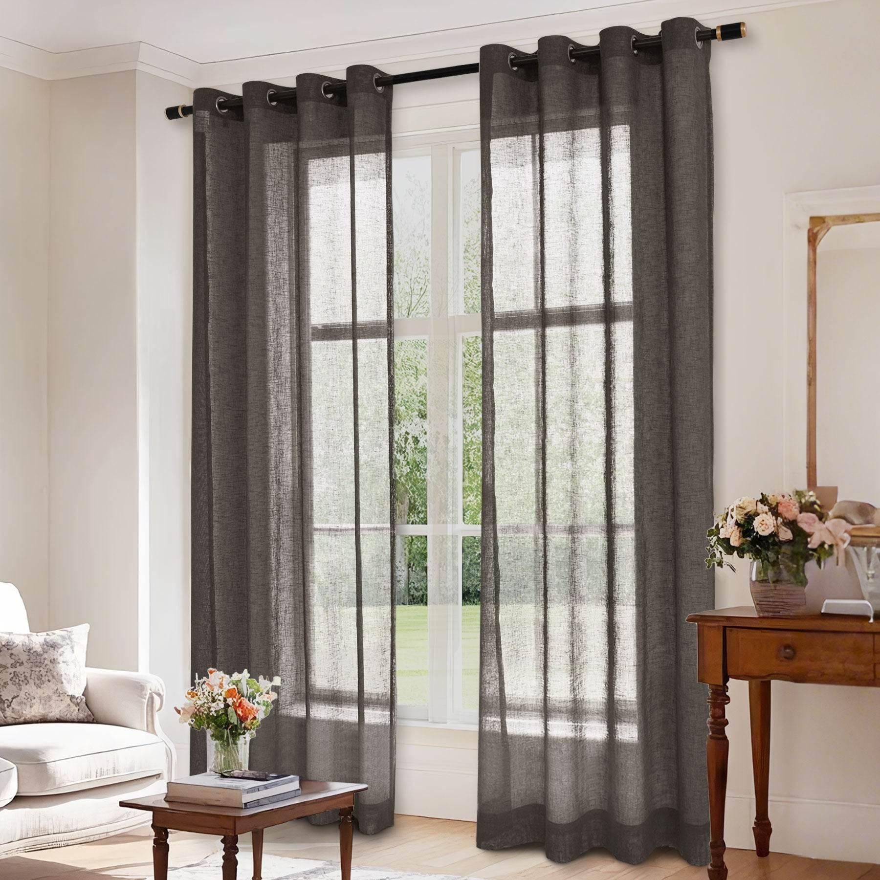 B01 Linen Textured Airy Sheer Curtain Grommet - Cololeaf -- #30 Light Grey
