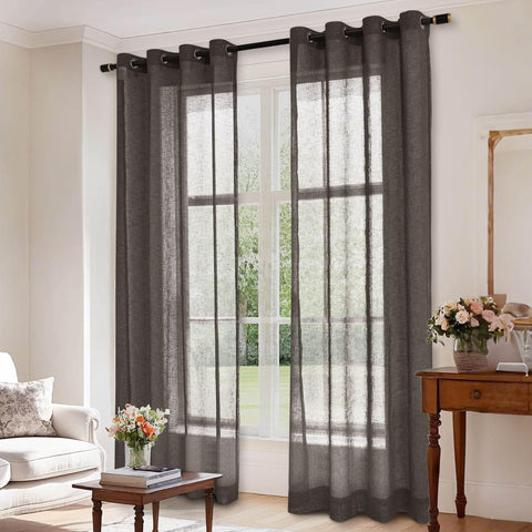 B01 Linen Textured Airy Sheer Curtain Grommet - Cololeaf -- #30 Light Grey