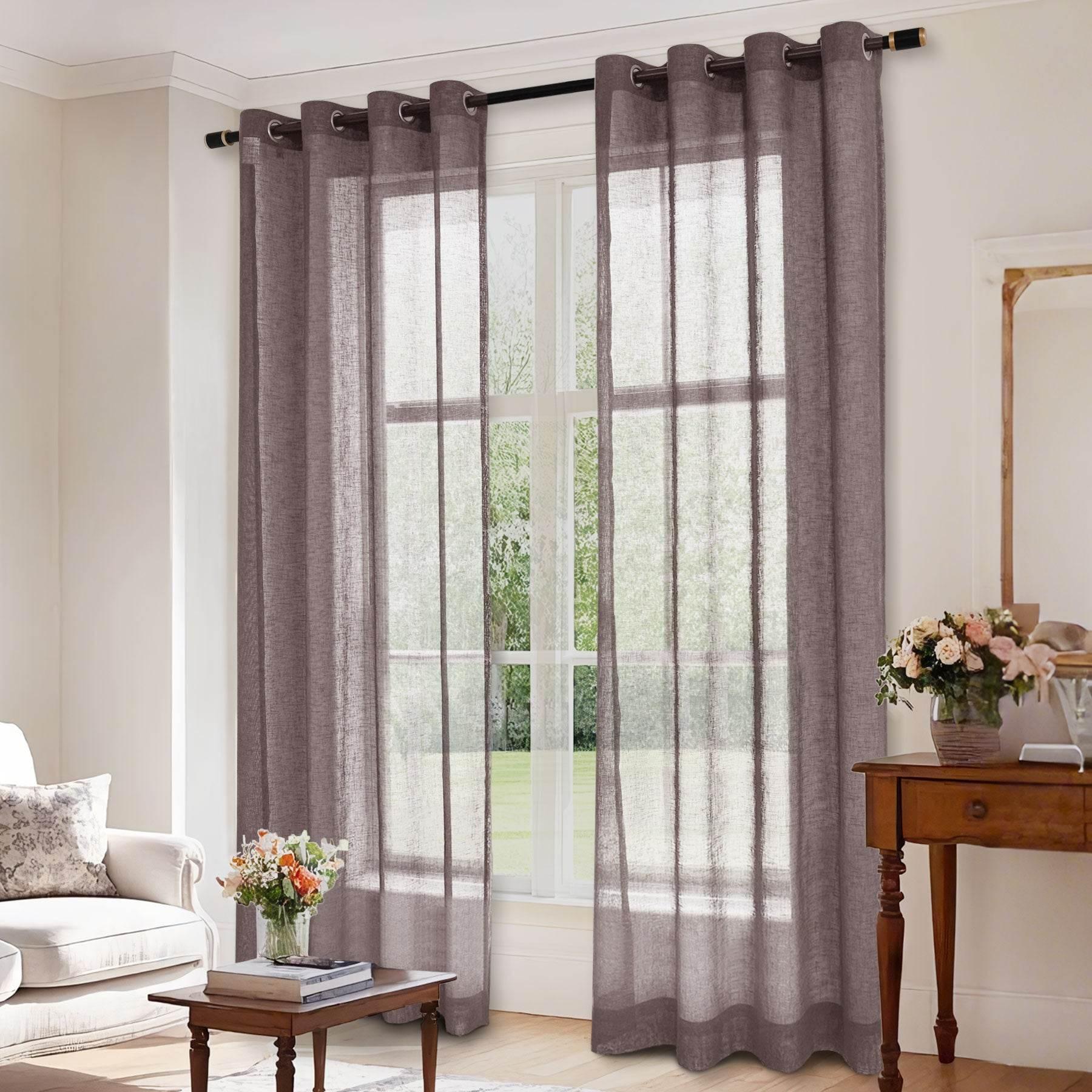 B01 Linen Textured Airy Sheer Curtain Grommet - Cololeaf -- #30 Light Grey