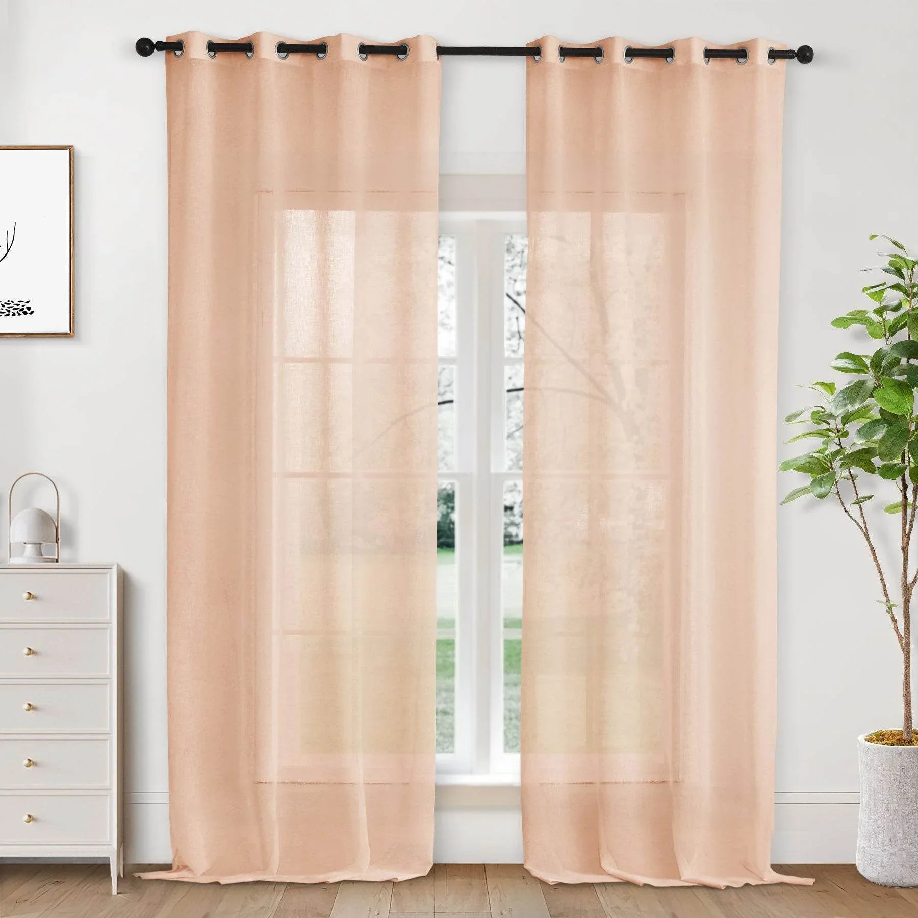 B01 Linen Textured Airy Sheer Curtain Grommet - Cololeaf -- #30 Light Grey
