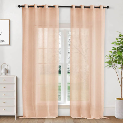 B01 Linen Textured Airy Sheer Curtain Grommet - Cololeaf -- #30 Light Grey
