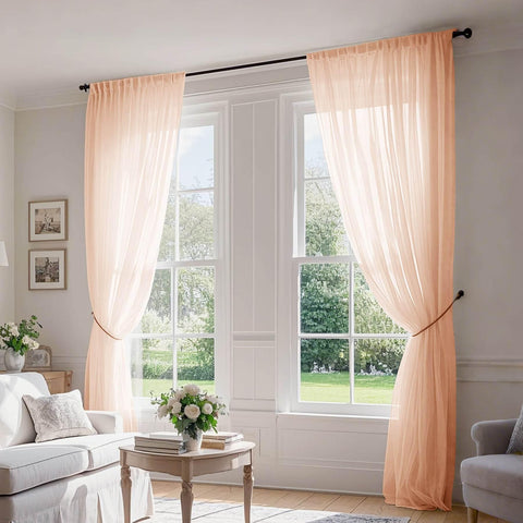 B01 Linen Textured Airy Sheer Curtain Pinch Pleat - Cololeaf -- #30 Light Grey
