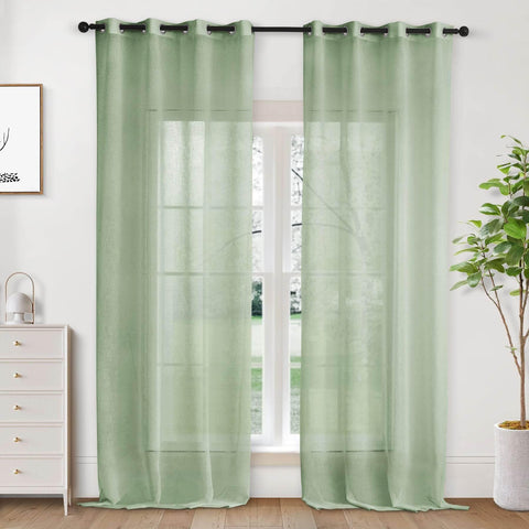 B01 Linen Textured Airy Sheer Curtain Grommet - Cololeaf -- #30 Light Grey