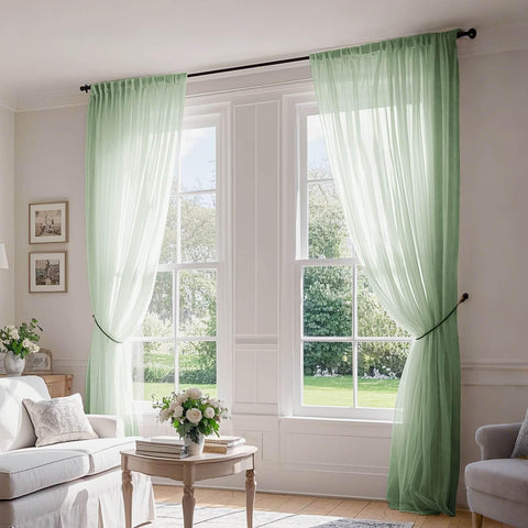 B01 Linen Textured Airy Sheer Curtain Pinch Pleat - Cololeaf -- #30 Light Grey
