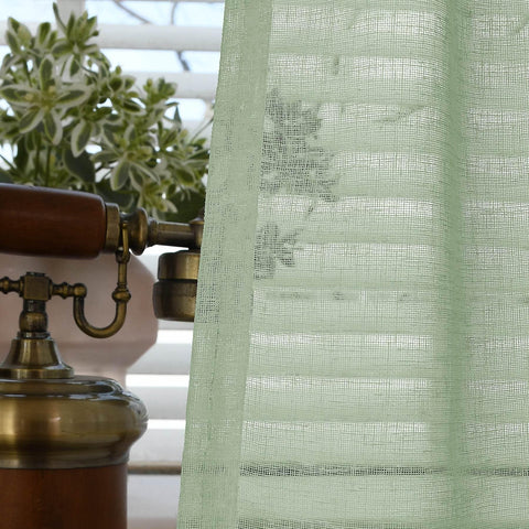 B01 Linen Textured Airy Sheer Curtain Pinch Pleat - Cololeaf -- #30 Light Grey