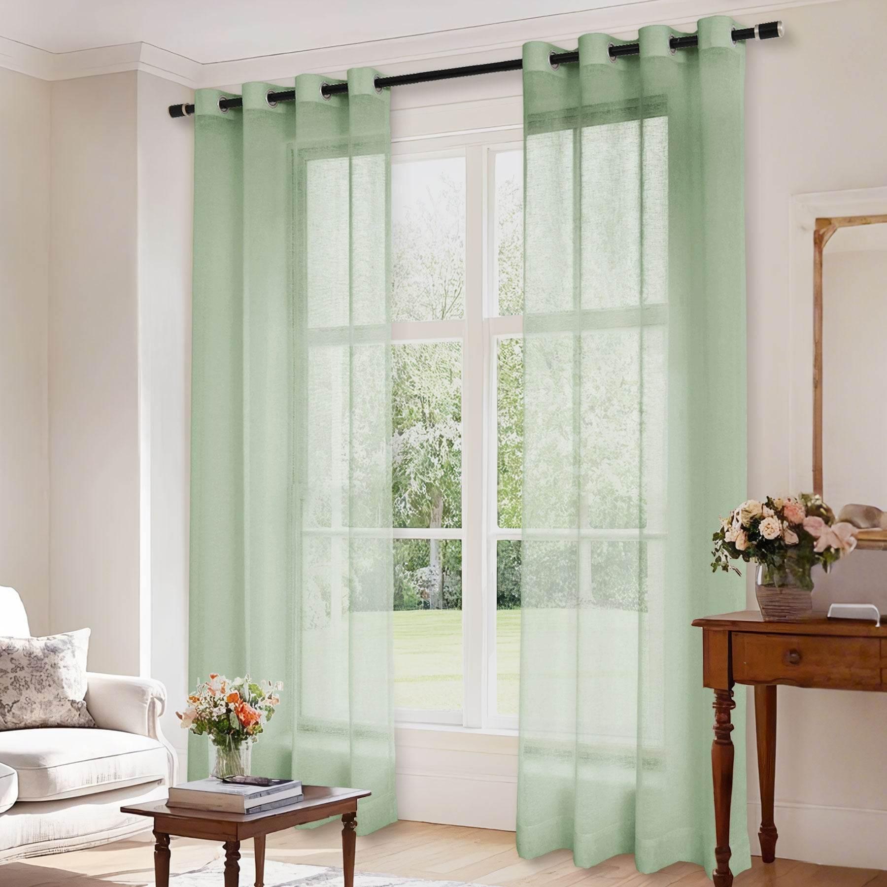 B01 Linen Textured Airy Sheer Curtain Grommet - Cololeaf -- #30 Light Grey