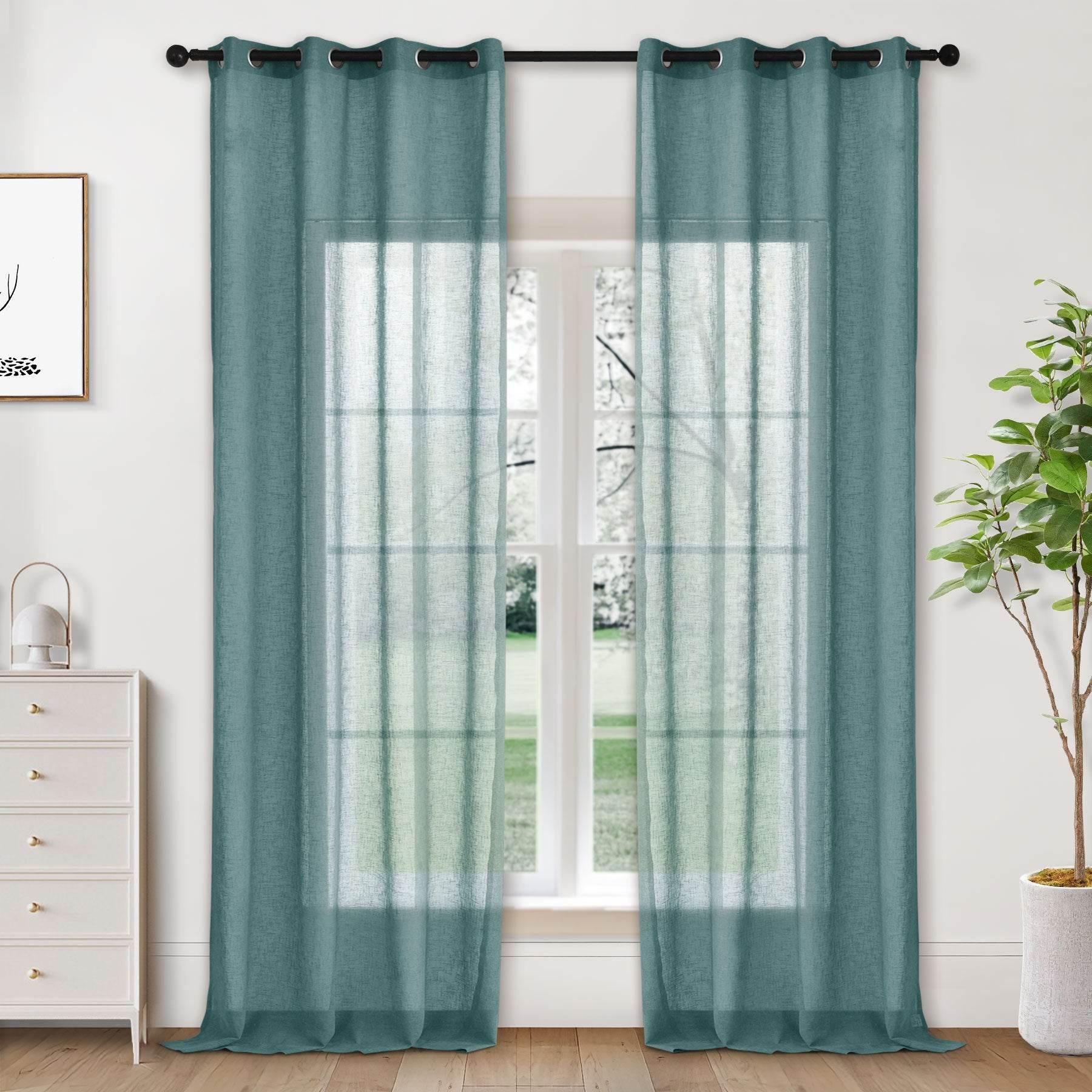 B01 Linen Textured Airy Sheer Curtain Grommet - Cololeaf -- #30 Light Grey