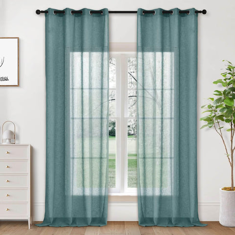 B01 Linen Textured Airy Sheer Curtain Grommet - Cololeaf -- #30 Light Grey