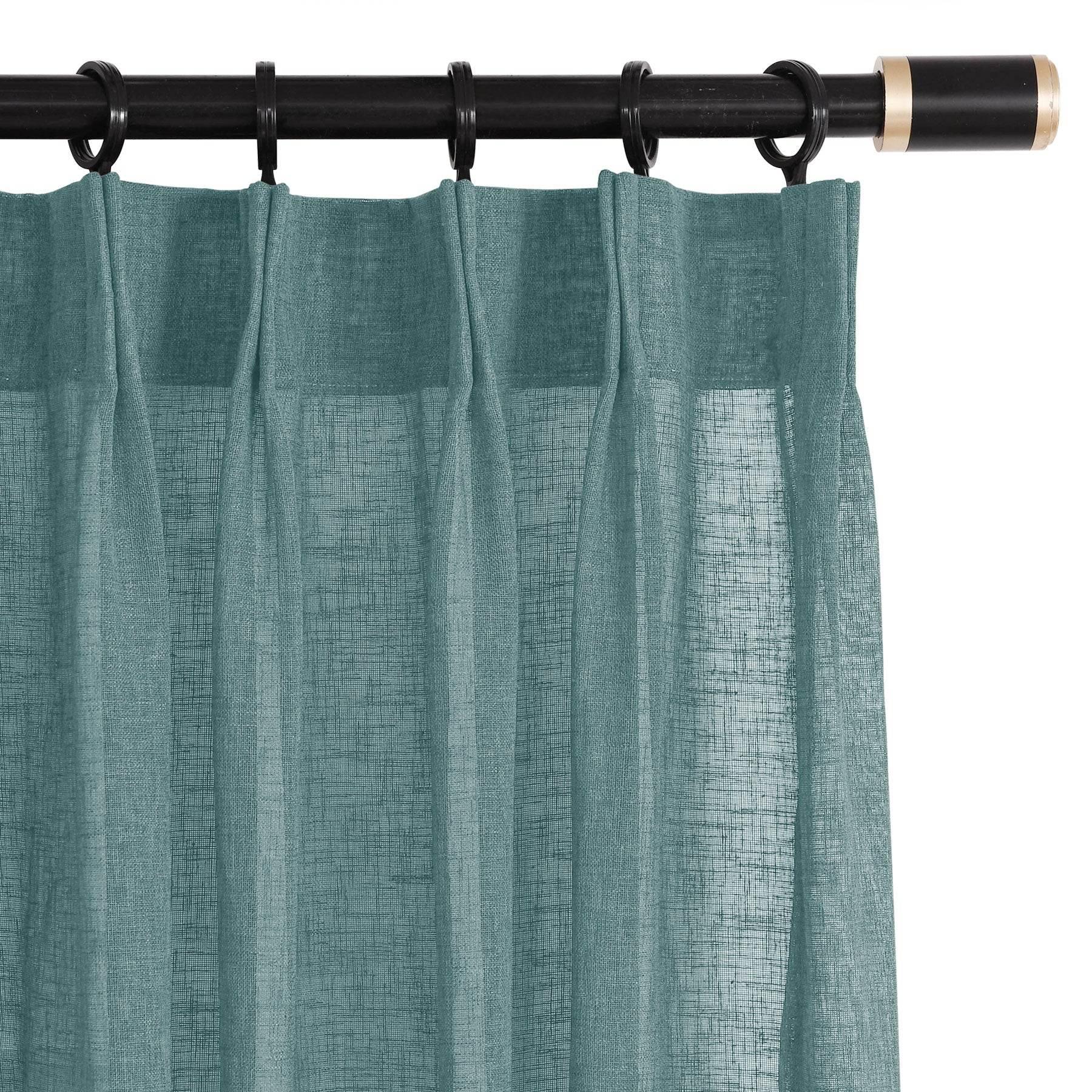 B01 Linen Textured Airy Sheer Curtain Pinch Pleat - Cololeaf -- #30 Light Grey
