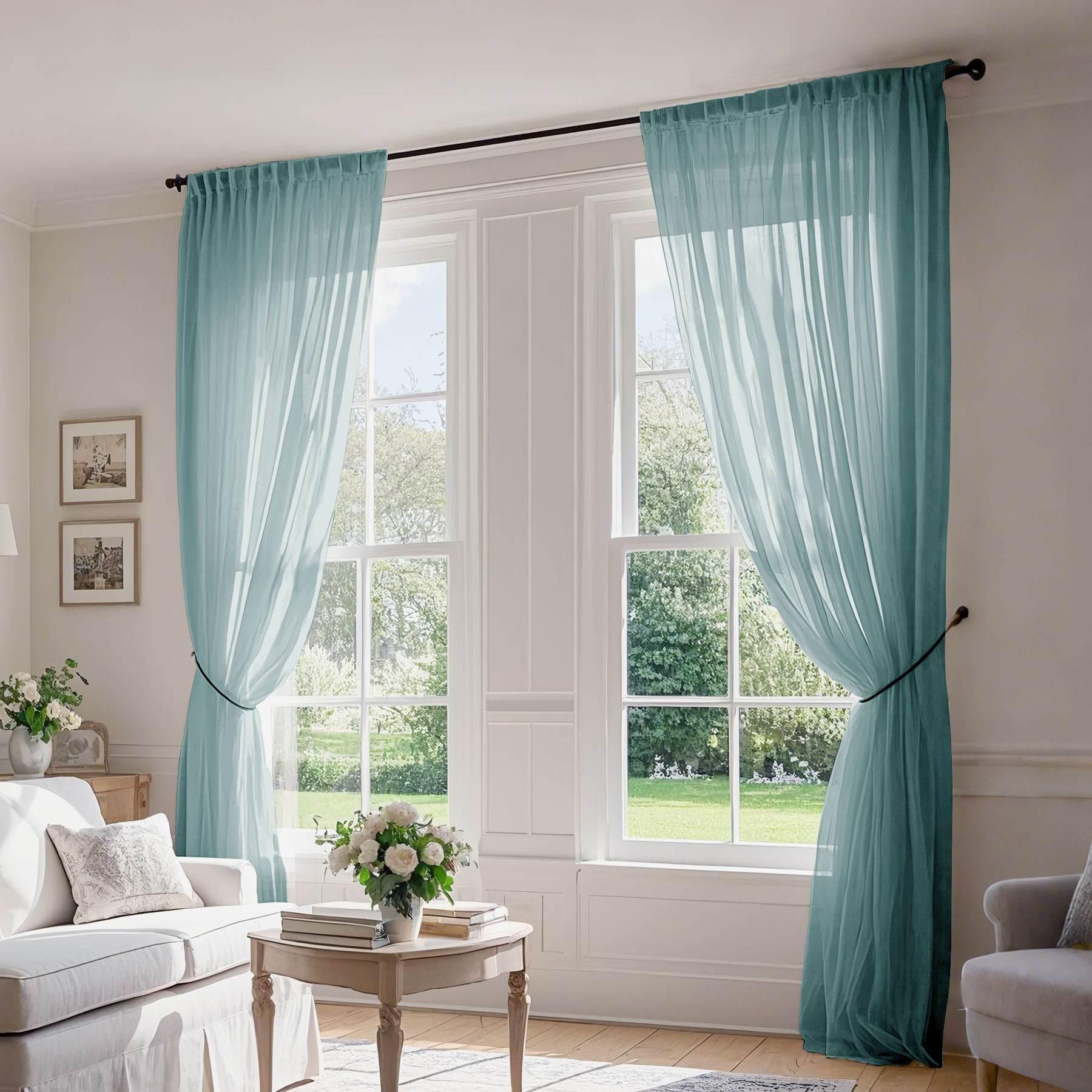 B01 Linen Textured Airy Sheer Curtain Pinch Pleat - Cololeaf -- #30 Light Grey