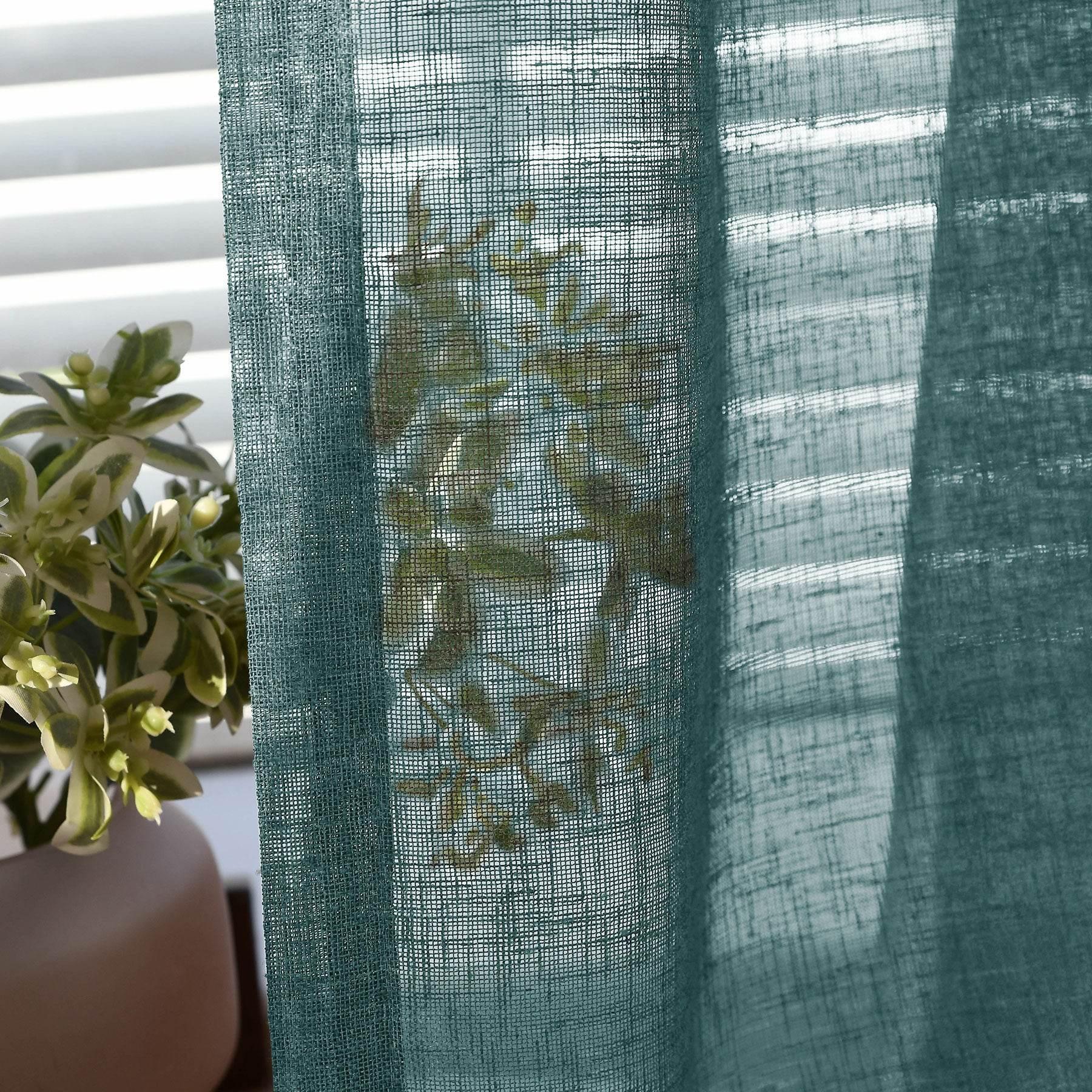 B01 Linen Textured Airy Sheer Curtain Grommet - Cololeaf -- #30 Light Grey