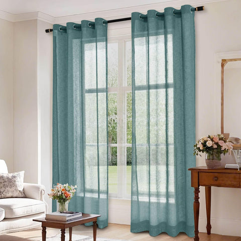 B01 Linen Textured Airy Sheer Curtain Grommet - Cololeaf -- #30 Light Grey