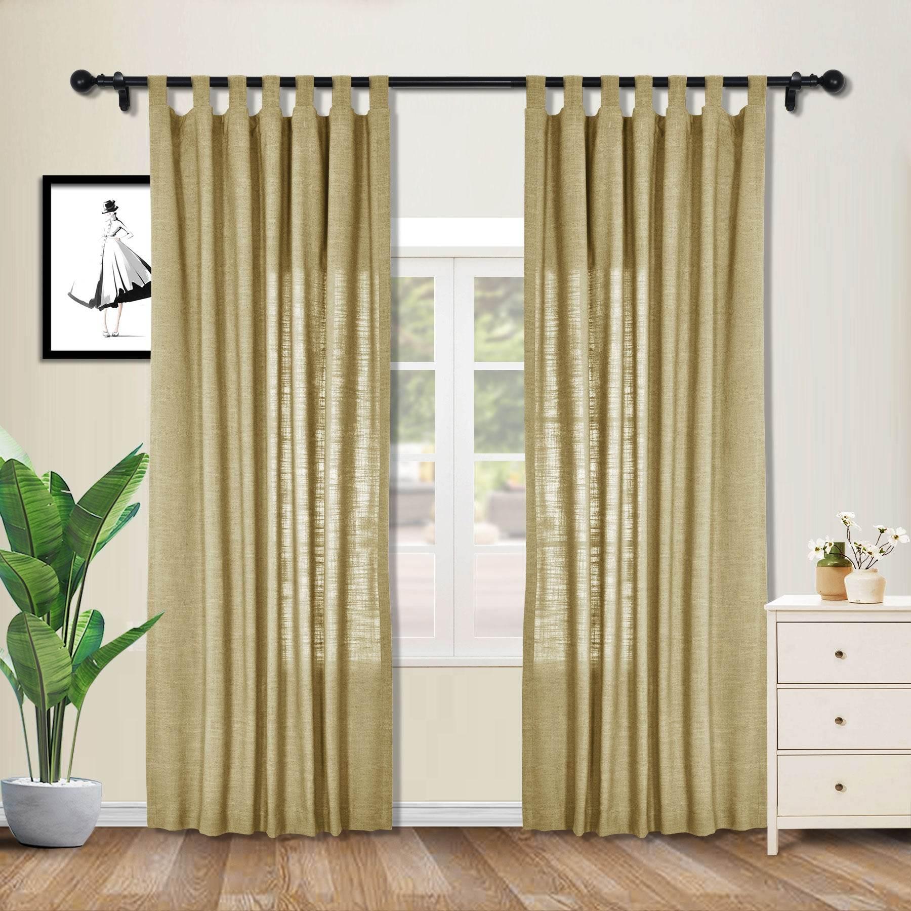 1908 Linen Blend Breathable & Natural Curtain Tab Top - Cololeaf -- #1 Beige White