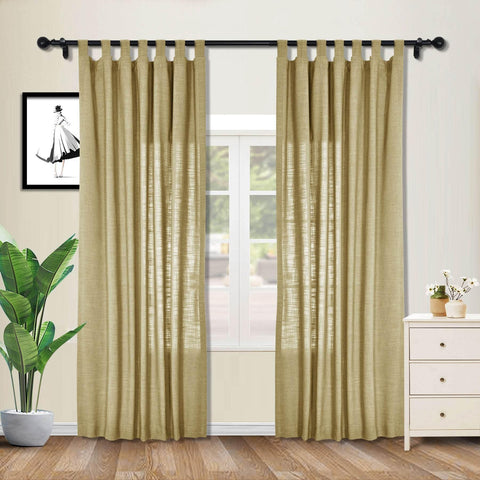 1908 Linen Blend Breathable & Natural Curtain Tab Top - Cololeaf -- #1 Beige White