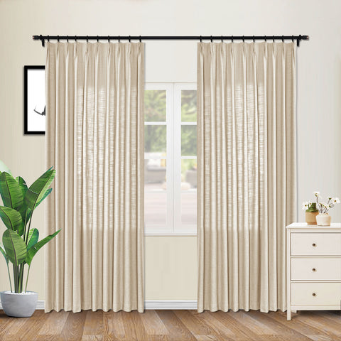 1908 Linen Blend Unlined Breathable & Natural Curtain Pinch Pleat 1 Panel