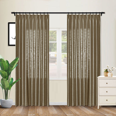 1908 Linen Blend Unlined Breathable & Natural Curtain Pinch Pleat 1 Panel