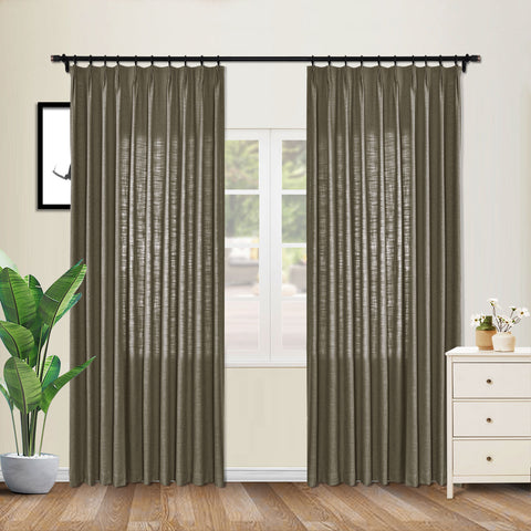 1908 Linen Blend Unlined Breathable & Natural Curtain Pinch Pleat 1 Panel