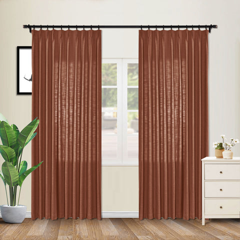 1908 Linen Blend Unlined Breathable & Natural Curtain Pinch Pleat 1 Panel
