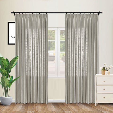 1908 Linen Blend Unlined Breathable & Natural Curtain Pinch Pleat 1 Panel
